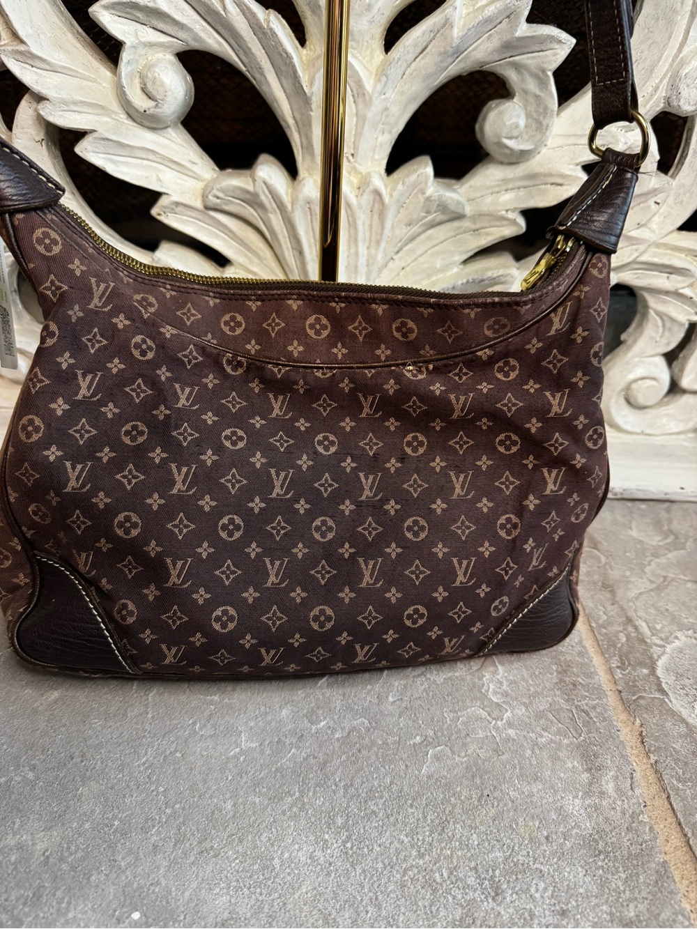 Louis Vuitton Monogram Minilin Shoulder Hobo in Dark Brown with COA